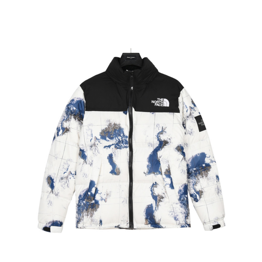The North Face 1996 Retro Nuptse 700 Fill Puffer Jacket "World Map Print Black Color Block"