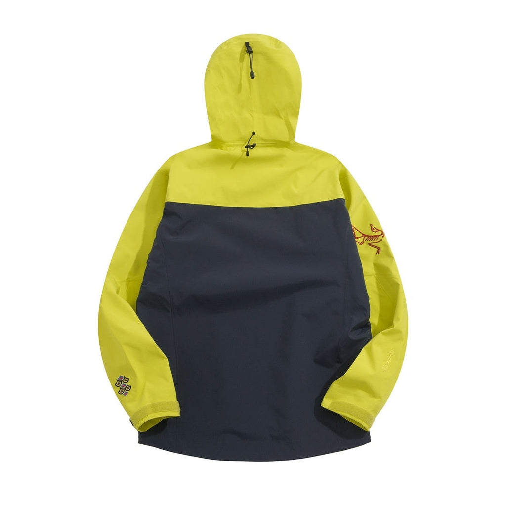 Arc'teryx Alpha SV Series Men's Hooded Waterproof Hardshell Jacket in "Yellow Navy"