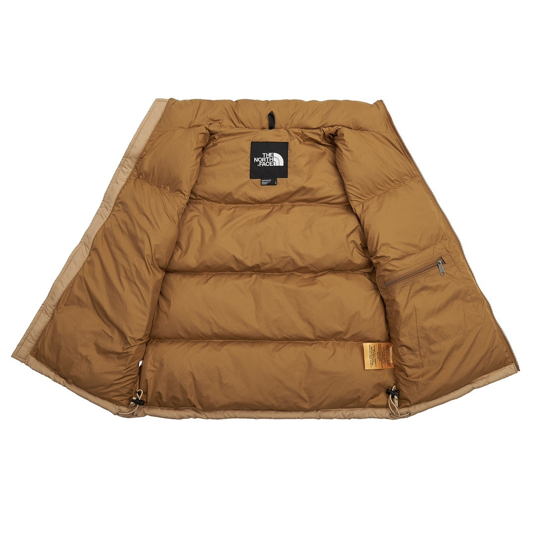 The North Face 700 Fill Puffer Vest "Brown & Khaki" Color Block Sleeveless Down Gilet